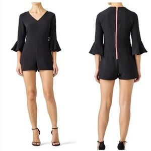 Sail To Sable STS Woman’s Size 4  Black Romper 3/4 Bell Sleeves Preppy
